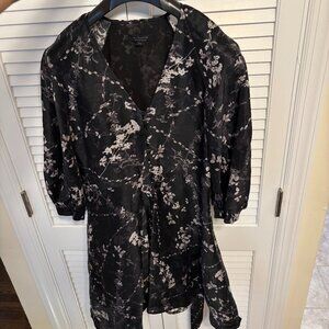 AllSaints Black and White Floral Dress Size 4